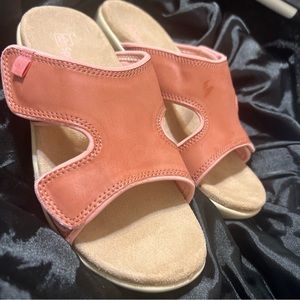 Spenco, pink, wedge, sandals, slides, orthopedic comfort, size 7